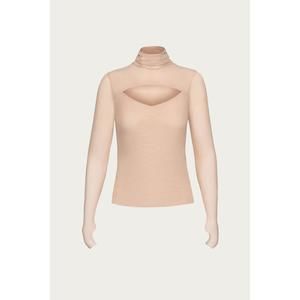 NEW AFRM dawn power mesh turtleneck top in tan